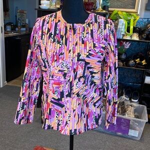 Laura Ashley Full Zip Front Jacket Blazer Size 8 | Pink Yellow Floral Pleated